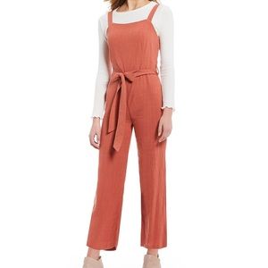 Nordstrom Rust Colour Jumpsuit Womens Size Small Square Neckline Belted GLG Boho
